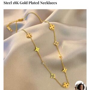 Gold Plated Necklace with Star and Circle Charms